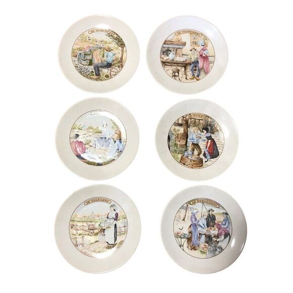Vintage Apilco France Plates Featuring Chesee Set of 6 - Picture 1 of 8